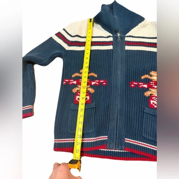 The J. Peterman Company  Small 100% Cotton vintage-style Cowichan knit zip-up - Picture 13 of 14